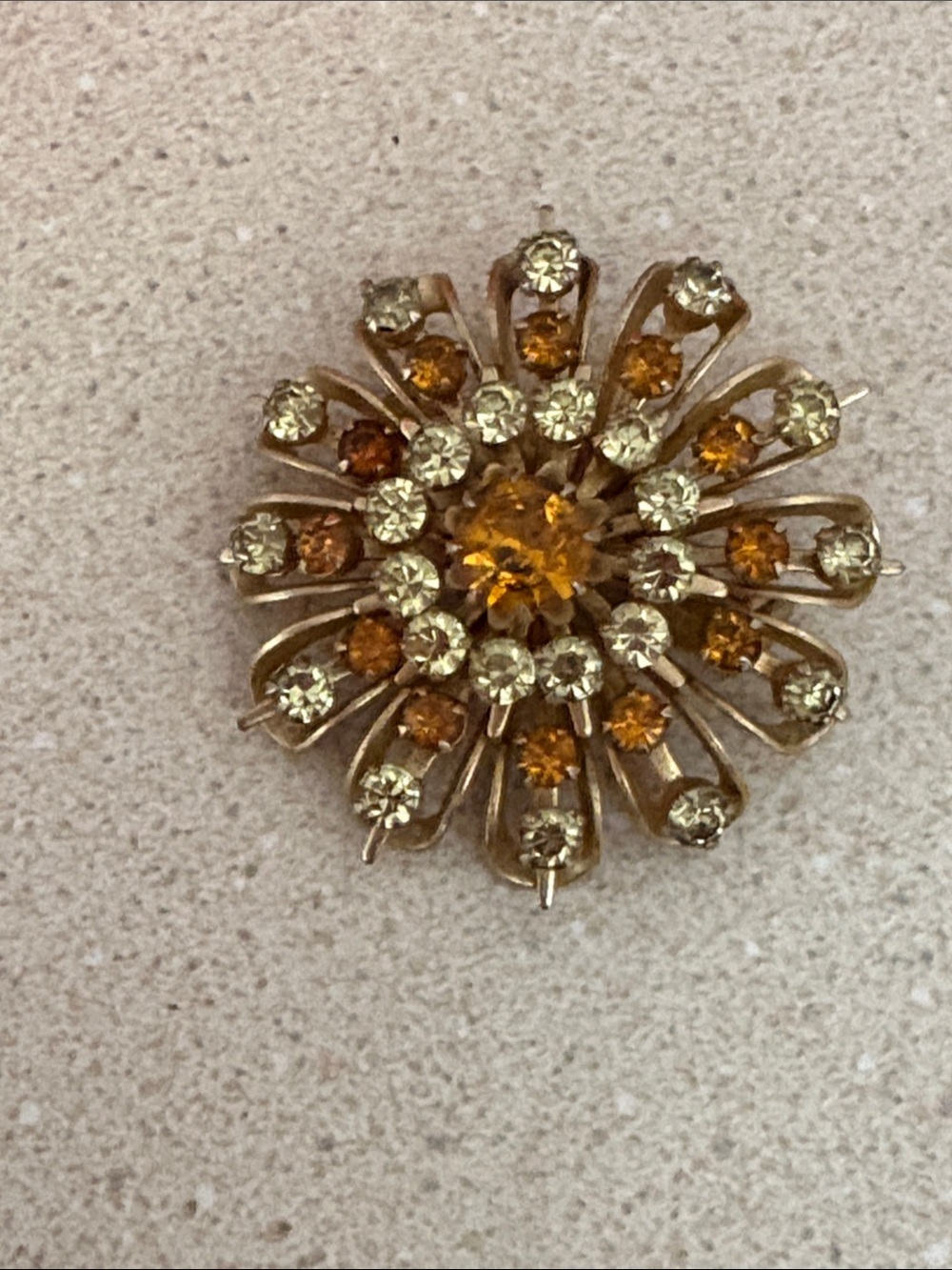 Vintage CORO Amber and Gold Brooch